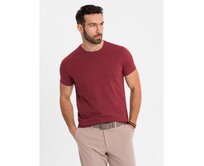 Klasické pánské bavlněné tričko BASIC - kaštanové V16 OM-TSBS-0236 Červená, S