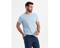 Klasické pánské bavlněné tričko BASIC - světle modré V19 OM-TSBS-0236 Modrá, S