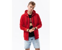 Pánská mikina na zip REY červená Červená, S