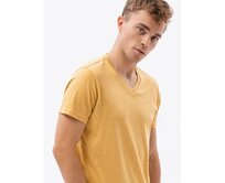 Pánské hladké tričko TIMMY hořčicový melír Horčicová, XXL