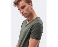 Pánské jednobarevné tričko NORRIS tmavě olivové Olivová, S