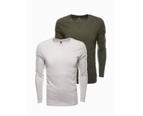 Pánský hladký dlouhý rukáv - mix 2-pack ARIN Béžová, XXL