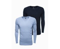 Pánské hladké tričko s dlouhým rukávem PACK mix Námořnická modrá, XXL