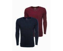 Pánské hladké tričko s dlouhým rukávem PACK mix V2 Námořnická modrá, XXL