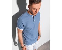 Pánská hladká polokošile PERCY modrá Modrá, L