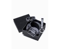 Sada pánských kožených doplňků - V1 černá A654 Černá, L/XL, L/XL cm