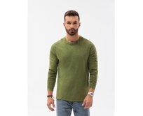 Pánské hladké tričko s dlouhým rukávem LEVA olivové Olivová, XXL