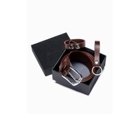 Pánská sada kožených doplňků - V2 hnědá A654 Hnědá, L/XL, L/XL cm