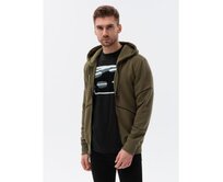 Pánská mikina na zip VETA tmavě olivová Olivová, S