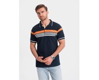 Pánská polokošile s tříbarevnými pruhy tmavě modrá Námořnická modrá, S