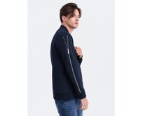 Pánská bunda bomber s ozdobnými zipy na rukávech B1367 tmavě modrá Námořnická modrá, S