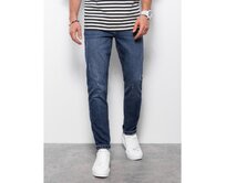 Pánské džínové kalhoty s žebrováním REGULAR FIT tmavě modré V4 OM-PADP-0102 Modrá, L