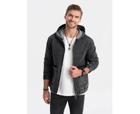 Pánská džínová bunda katana s cargo kapsami a kapucí V4 C558 černá Černá, S