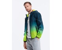 Pánská sportovní bunda V1 OM-JANP-0105 tyrkysová a limetkově zelená Tyrkysová, M