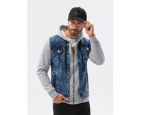 Pánská džínová bunda C322 denim/šedá Šedá, L