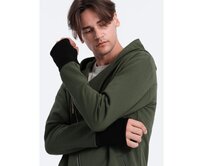 Pánská mikina s kapucí NANTES tmavě olivově zelená Olivová, S