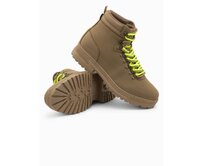 Pánské zimní trekové boty s kontrastními tkaničkami V2 OM-FOBO-0132 hnědé Hnědá, 42