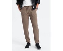 Pánské tepláky ve fit střihu V2 OM-PASK-0166 hnědé Hnědá, S