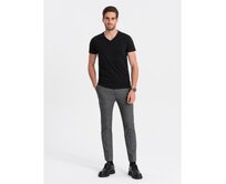 Pánské klasické bavlněné tričko s výstřihem BASIC černé Černá, 3XL