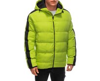 Pánská prošívaná zimní bunda V9 EM-JAHP-0101 limetkově zelená Tmavě zelená, S