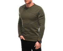 Pánská mikina s ozdobnými zipy OM-SSNZ-22FW-005 tmavě olivová Olivová, S