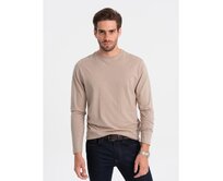 Pánské tričko s dlouhým rukávem bez potisku V8 OM-LSBL-0106 béžový Béžová, S