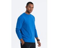 Pánské tričko s dlouhým rukávem bez potisku V9 OM-LSBL-0106 modrý Modrá, L