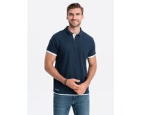 Pánská bavlněná polokošile V4 OM-POSS-0113 tmavě modrá Námořnická modrá, M