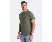 Pánská bavlněná polokošile V6 OM-POSS-0113 olivová Olivová, S