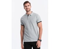 Pánská bavlněná polokošile V7 OM-POSS-0113 světle šedá Šedá, S