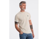 Pánské bavlněné tričko V7 S1632 krémové Krémová, S