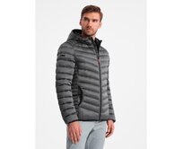 Pánská bunda se saténovým lemem grafitová Tmavě šedá, S