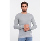 Pánský texturovaný svetr s půlkulatým výstřihem V5 OM-SWSW-0104 světle šedý Šedá, XXL