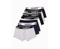 Pánské bavlněné boxerky s kontrastní gumou 7-pack V2 OM-UNBO-0100 mix Šedá, M