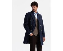 Pánský dvouřadový kabát s ozdobnými knoflíky indigo Modrá, L