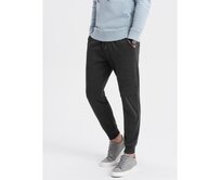 Pánské tepláky s prošíváním a zipem na nohavici V2 OM-PASK-0147 grafitové Tmavě šedá, S