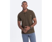 Pánské polo tričko s ozdobnými knoflíky V5 S1744 tmavě olivové Olivová, S