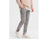 Pánské mramorované kalhoty JOGGERS šedé Šedá, XL