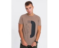 Pánské bavlněné tričko s potiskem V2 OM-TSPT-0166 světle hnědé Hnědá, S
