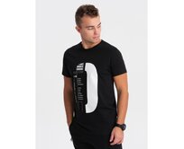 Pánské bavlněné tričko s potiskem V3 OM-TSPT-0166 černé Černá, S