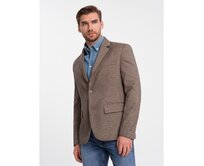 Pánské sako kostkované V1 OM-BLZB-0116 hnědé Hnědá, S