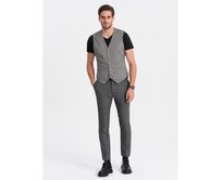 Pánská společenská vesta V2 OM-BLZV-0111 šedá Šedá, S