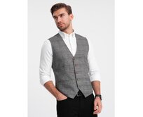 Pánská vesta bez klop V2 OM-BLZV-0123 grafitová Tmavě šedá, L