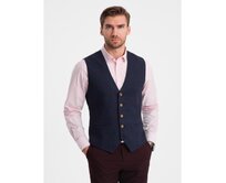 Pánská vesta bez klop V1 OM-BLZV-0123 tmavě modrá Námořnická modrá, L