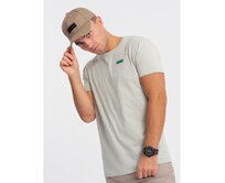 Pánské bavlněné tričko V2 OM-TSCT-0151 světle šedé Šedá, S