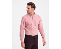 Pánská bavlněná košile REGILAR FIT s kapsou V3 OM-SHOS-0153 růžová Růžová, S