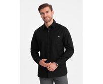 Pánská bavlněná košile s kapsou REGULAR FIT V1 OM-SHCS-0147 černá Černá, S