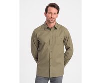 Pánská bavlněná košile s kapsou REGULAR FIT V2 OM-SHCS-0147 olivová Olivová, S