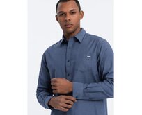Pánská bavlněná košile s kapsou REGULAR FIT V3 OM-SHCS-0147 modrá Modrá, S