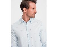 Pánská bavlněná košile SLIM FIT modrá Světle modrá, S